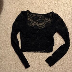 Amazon Black Lace Long Sleeve Blouse